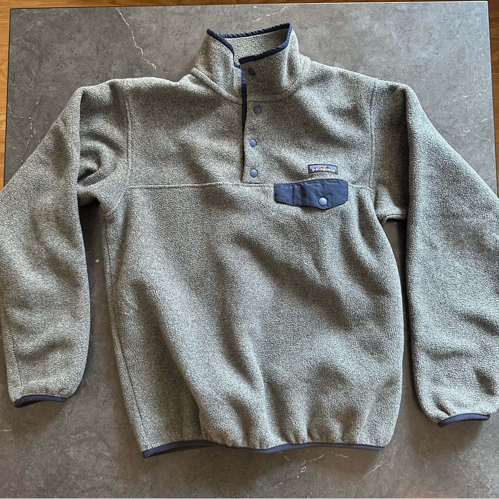 Patagonia Synchilla Fleece Pullover Size S Gray Navy Blue - Women’s Snap-T